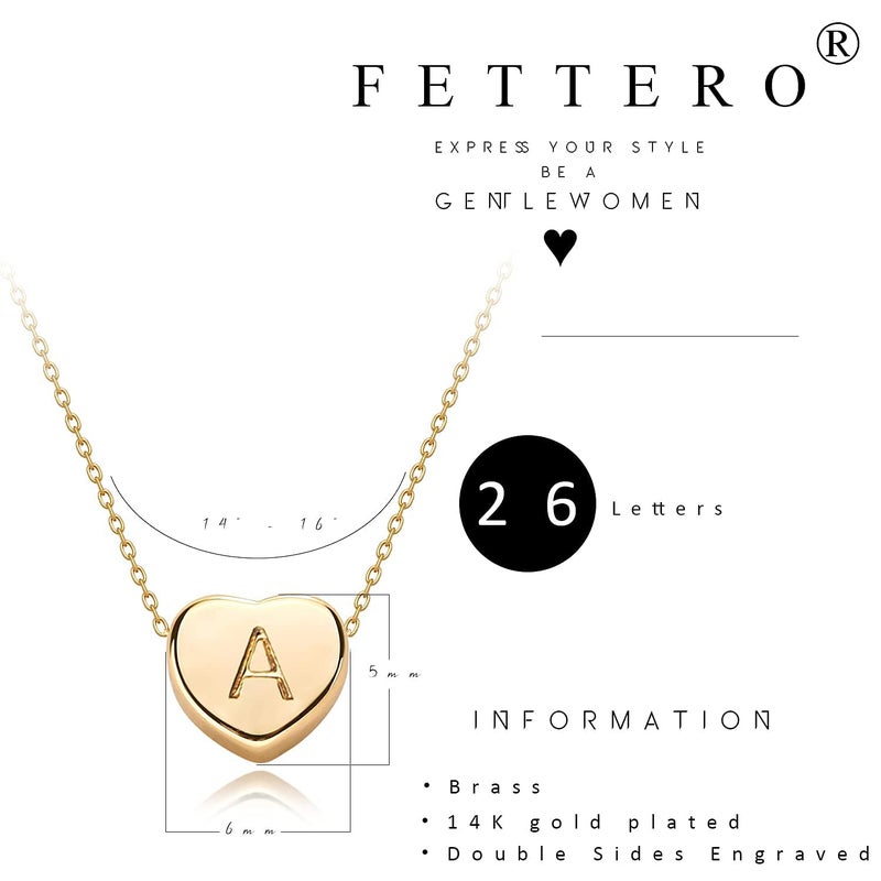 Fettero Tiny Gold Initial Heart Necklace-14K Gold Plated Handmade Dainty Letter Heart Necklace for Women Necklace Jewelry (A) - Image 4
